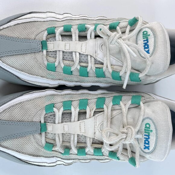 [US 11.5] NIKE AIR MAX 95 Essential Clear Emerald Running Shoes White Teal - Picture 3 of 12